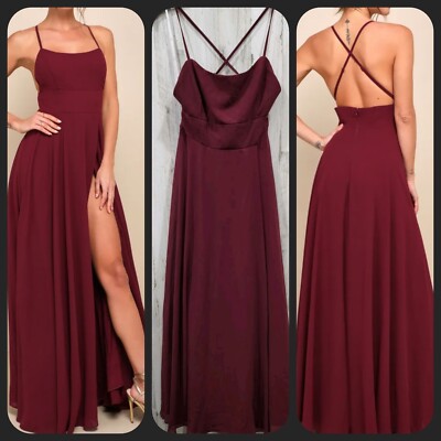 LULUS Dreamy Romance Burgundy Backless Maxi Dress**Gorgeous PLUS Size 1X**NWOT**