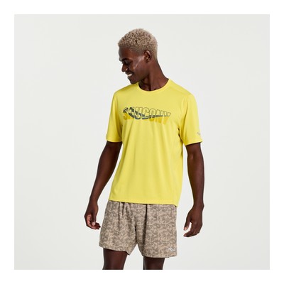 

Одежда Saucony для мужчин с секундомером и коротким рукавом с графикой Sulphur Heather Graphic