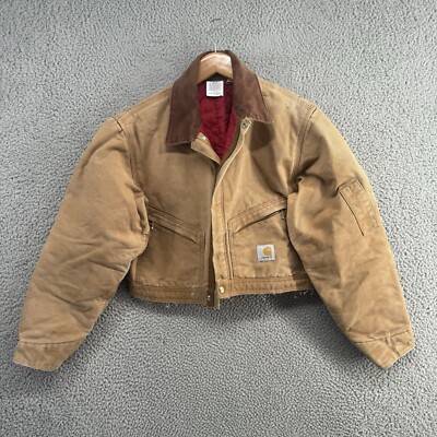 vintage carhartt jacket mens size medium hooded dark brown j130 dkb full zip xl 355077539873