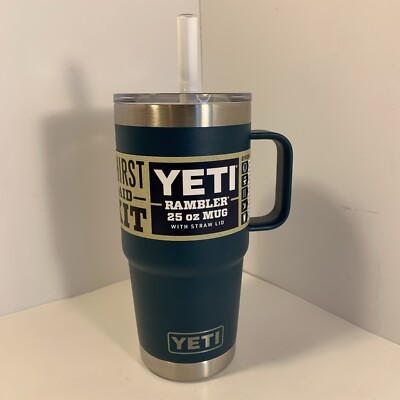 YETI 25oz Mug AGAVE TEAL Rambler With Straw Lid New