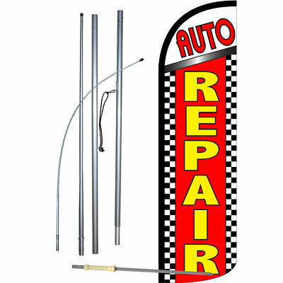 Auto Repair Extra Wide Windless Swooper Flag Bundle