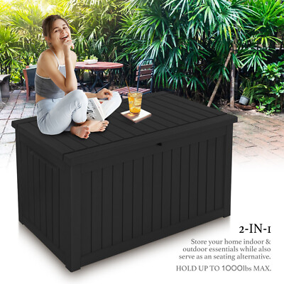 230 Gallon Deck Box Storage Outdoor Garden Patio Chest Organizer Furniture Black