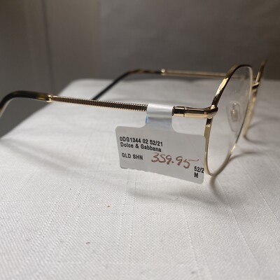 New Dolce & Gabbana Gold Eyeglasses Frames Dg1344 O2 52/21/145 