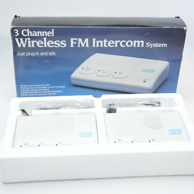New Fasco Intercom 3 Channel FM Wireless Plug n Play 2 Units Pair