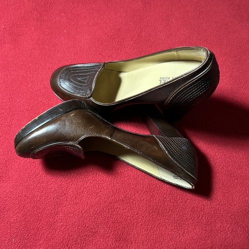 MICHAEL KORS VERO CUOIO PUMP HEEL BROWN STITCHED LEATHER