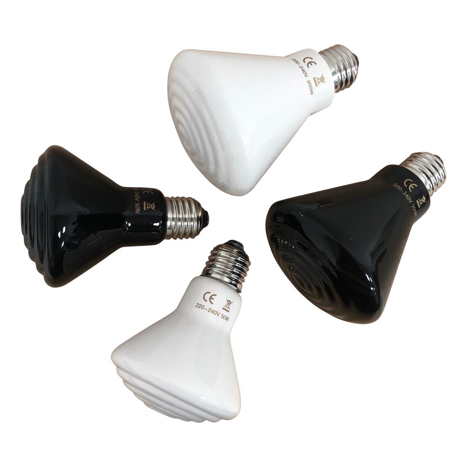 50250w Reptile Ceramic Heat Emitter Bulb Cone Heater Vivarium Black Or