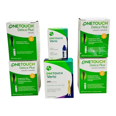 OneTouch Delica Plus Lancets400ct + Test Strips 100ct & Level 3Control Solution