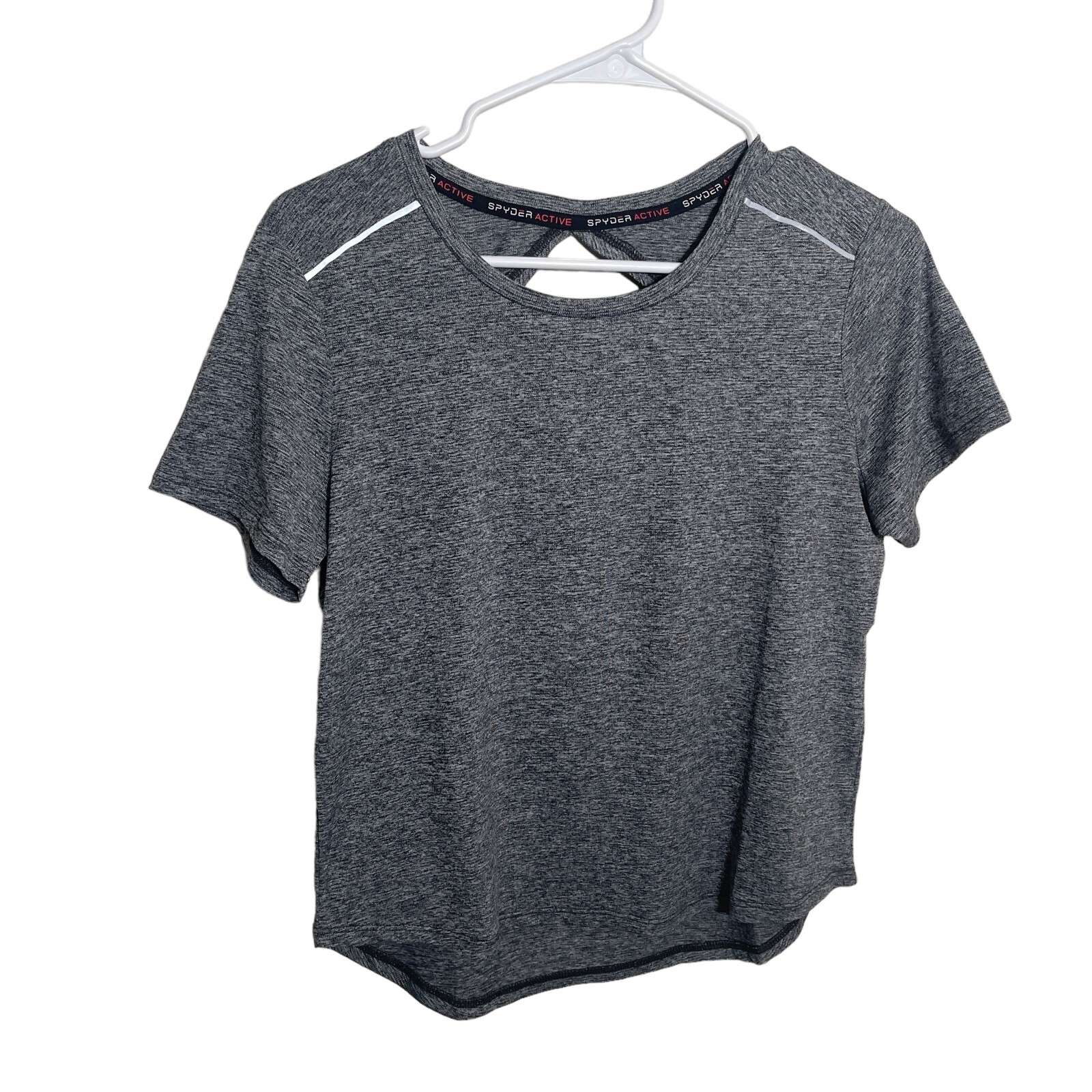 Spyder Active T-Shirt Women's Small Gray Cropped Crew Neck