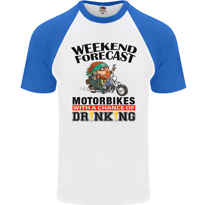 Weekend Forecast Motorbikes Mens S/S Baseball T-Shirt