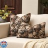 Yangest Neutral Floral Pillow Cover 20 x 20 Inches, Vintage Chenille Square Throw Pillow Cover Soft Decorative Farmhouse Accent Couch Pillow Cover for Living Room Bedroom, Coffee Brown