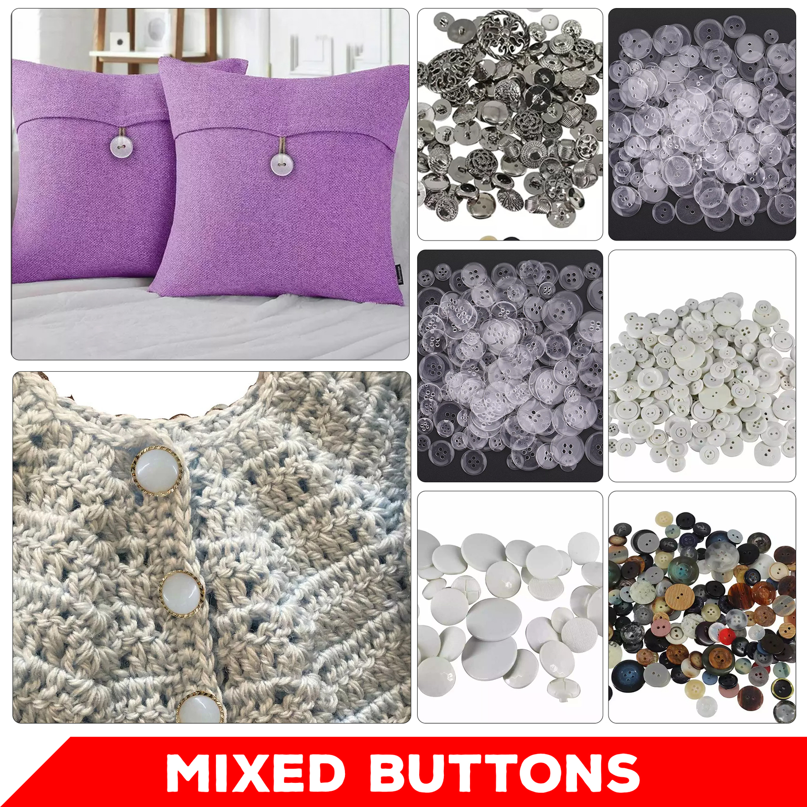 Assorted Mixed Buttons Arts Crafts Making Scrapbooking Sewing Round Buttons