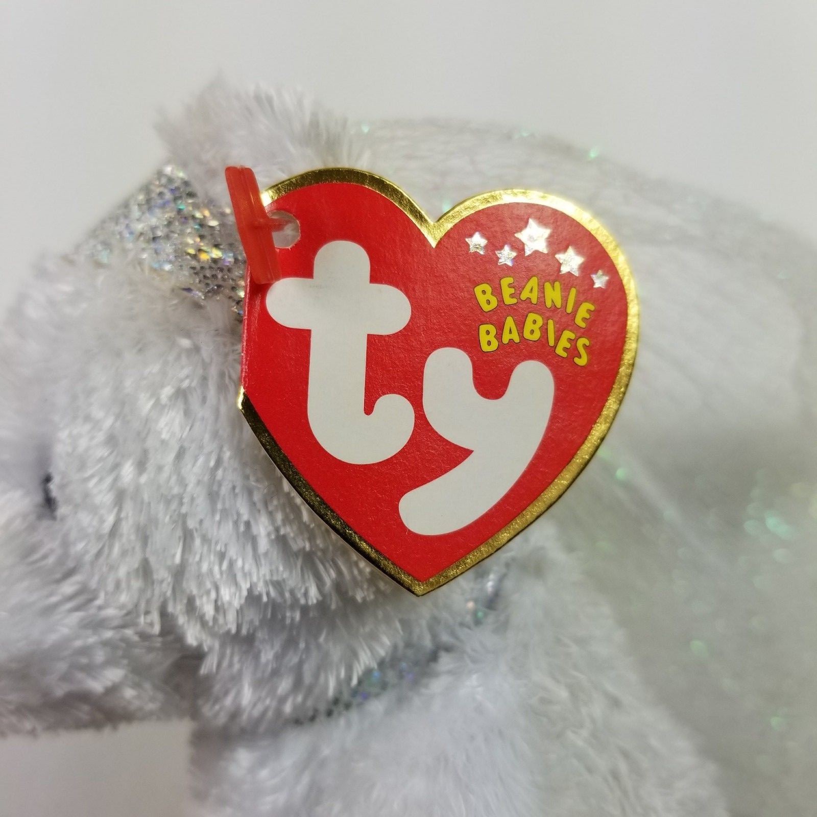 Ty Beanie Baby - Bride Bear - White Bear - Wedding - Tiara, Corsage, Veil