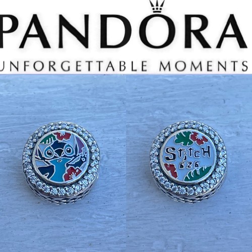 PANDORA Disney チャーム Rare Pandora Disney Experiment 626 Stitch Round Sparkling