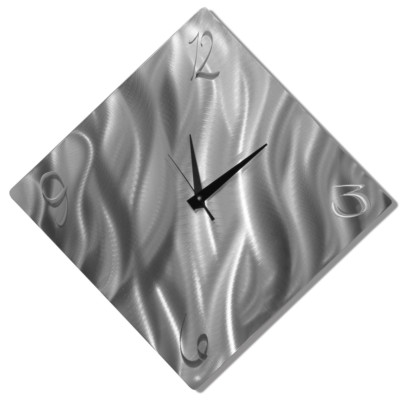 ULTRA MODERN WALL CLOCK Silver Abstract Metal Wall Art Clock Decor by