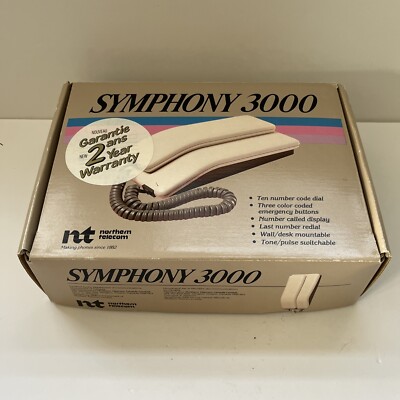 Vtg Northern Telecom Symphony 3000 Telephone Set Gray Touch Tone Wall Mount New
