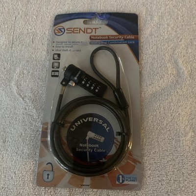 New Sendt Notebook Security Cable With 4-Dial Combination Lock Black