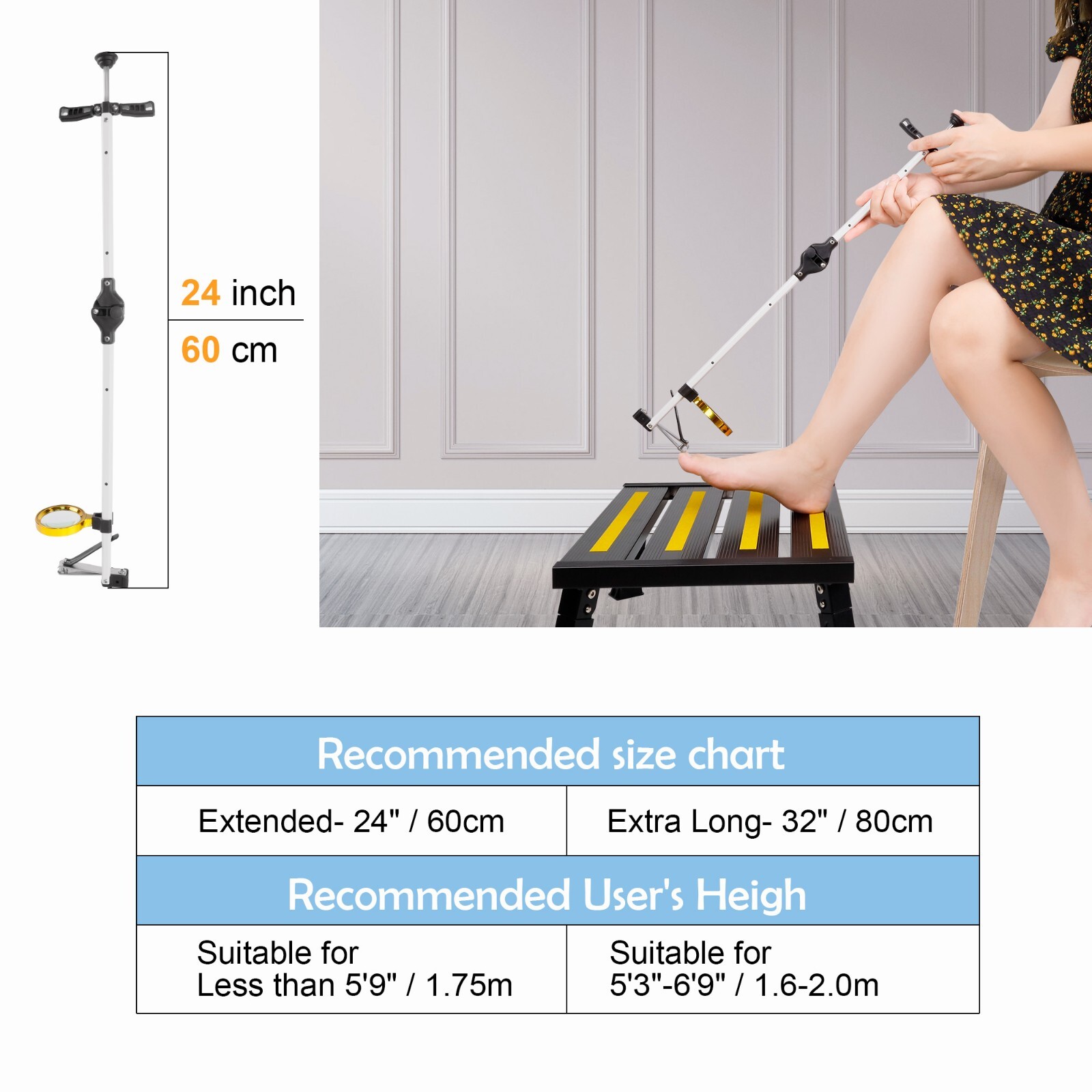 24"Foldable Long Handle Toenail Clippers W/Magnifier, hardly bending over