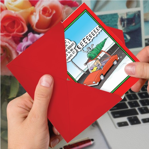 1 Funny Christmas Card with Envelope - Screaming Tree 1883