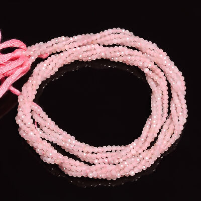 Natural Pink Morganite Gemstone Round Micro Faceted Beads 2.5 mm Strand 12.5''