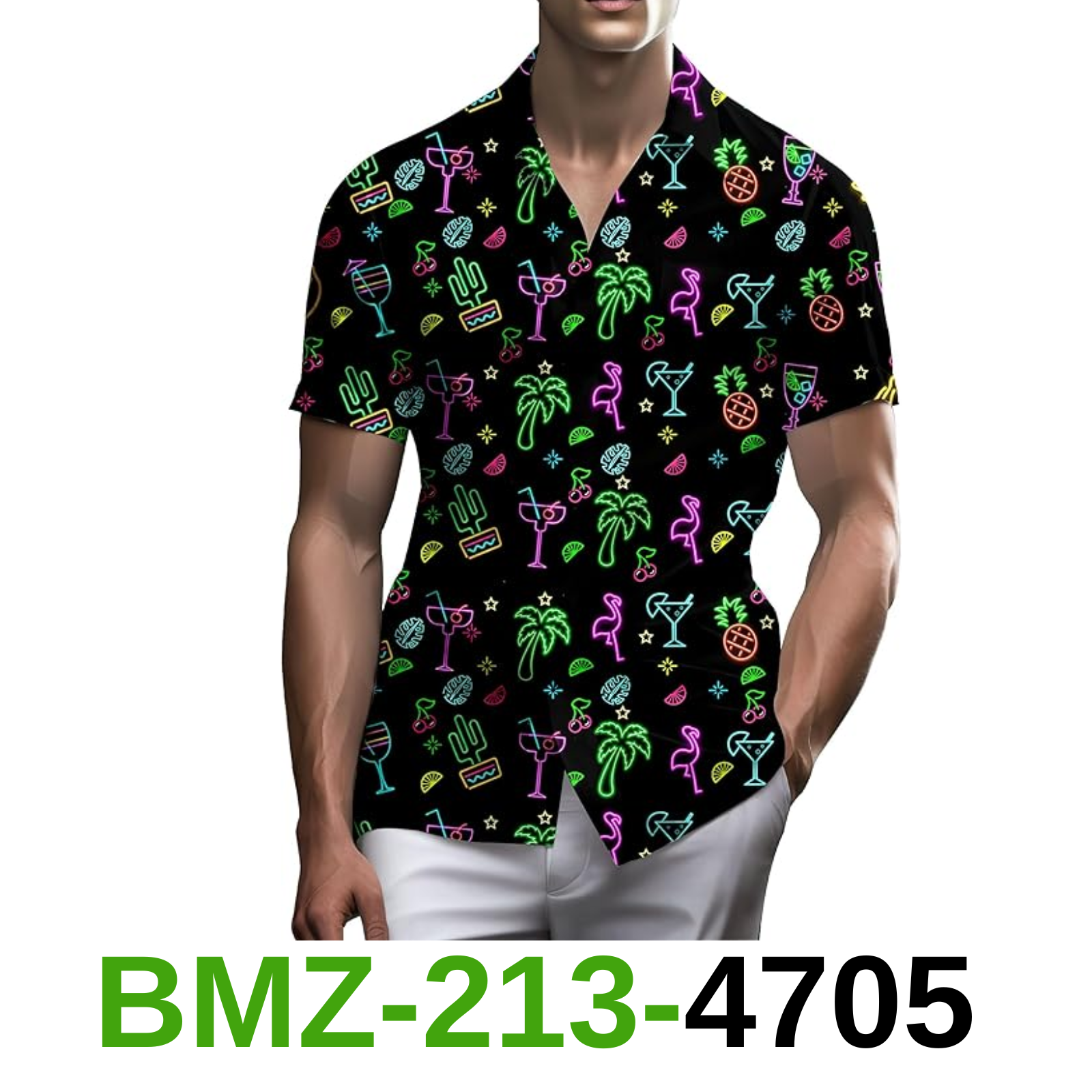 Neon Beers Shirt Men Funny Hawaiian Shirts Disco Party Shirt Casual ButtoN- XXL