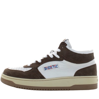 Pre-owned Back 70 A22us Men's High Sneakers  V10l-5-c-v1 108002-000164 In Bianco / Marrone