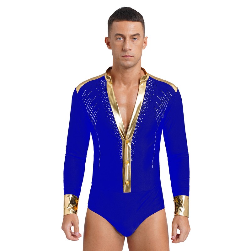 Men's Latin Dance Costume – Shiny Sequin Leotard Bodysuit With