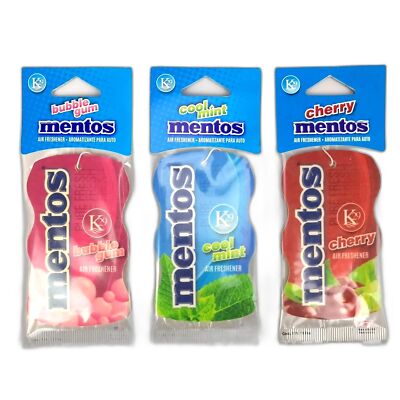 Mentos Brand New Air Fresheners Lot of 3 Cool Mint, Buggle Gum and Cherry
