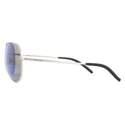 Pre-owned Serengeti Sunglasses Carrara 8547 Shiny Silver Mineral Polarized 555nm Blue