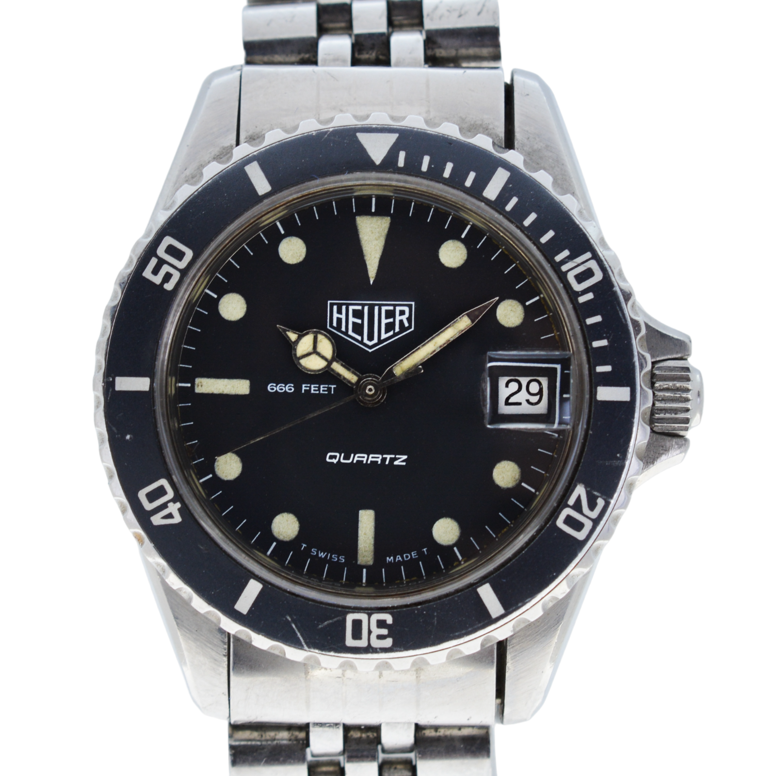 Early (Pre-Tag) HEUER 980.013 Black Quartz Diver Watch 666 Early (Pre-Tag) HEUER 980.013 Black Quartz Diver Watch 666