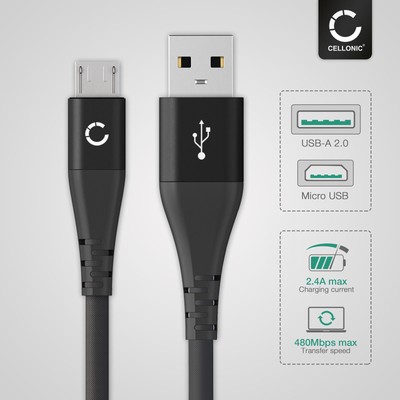  USB Kabel für Archos 5 internet tablet 101b Platinum Ladekabel 2.4A schwarz