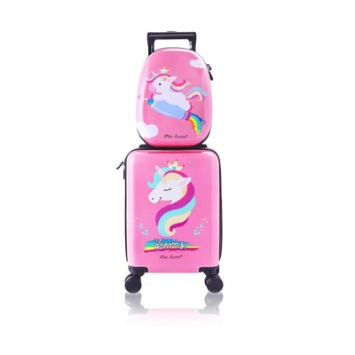 Unicorn Kids Carry on Luggage Set with Spinner Wheels, Girls