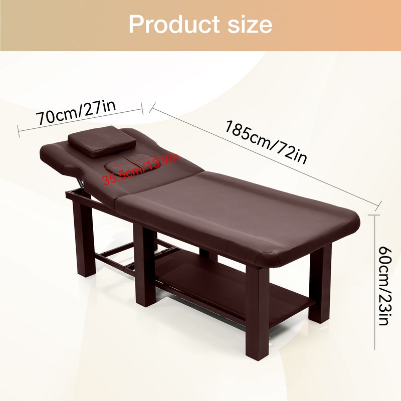 Brown Heavy Duty Massage Table Adjustable Facial Bed Salon Spa And Beauty Bed