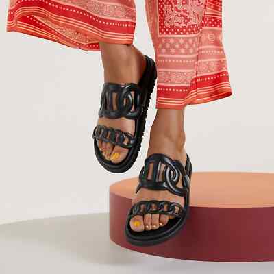 Hermes Extra sandals, black leather, new US 9