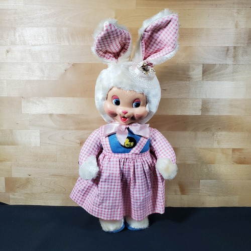 Vintage GUND Plush Rubber Face Doll Rabbit Pink Bunny Girl