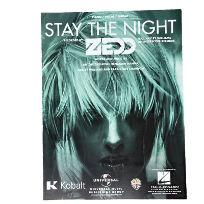 Stay the Night Sheet Music Piano Vocal Zedd Hayley Williams New Hal Leonard