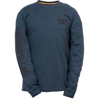Caterpillar Мужчины Товарный знак Баннер с длинным рукавом Tee Одежда Аксессуары Хлопок