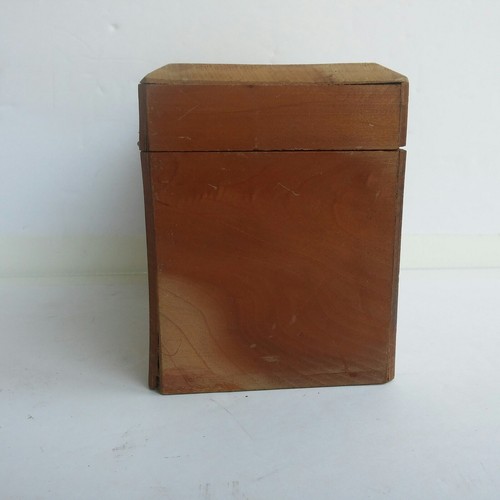 Vintage Wooden Recipe Card Index File Box Brass Hinges