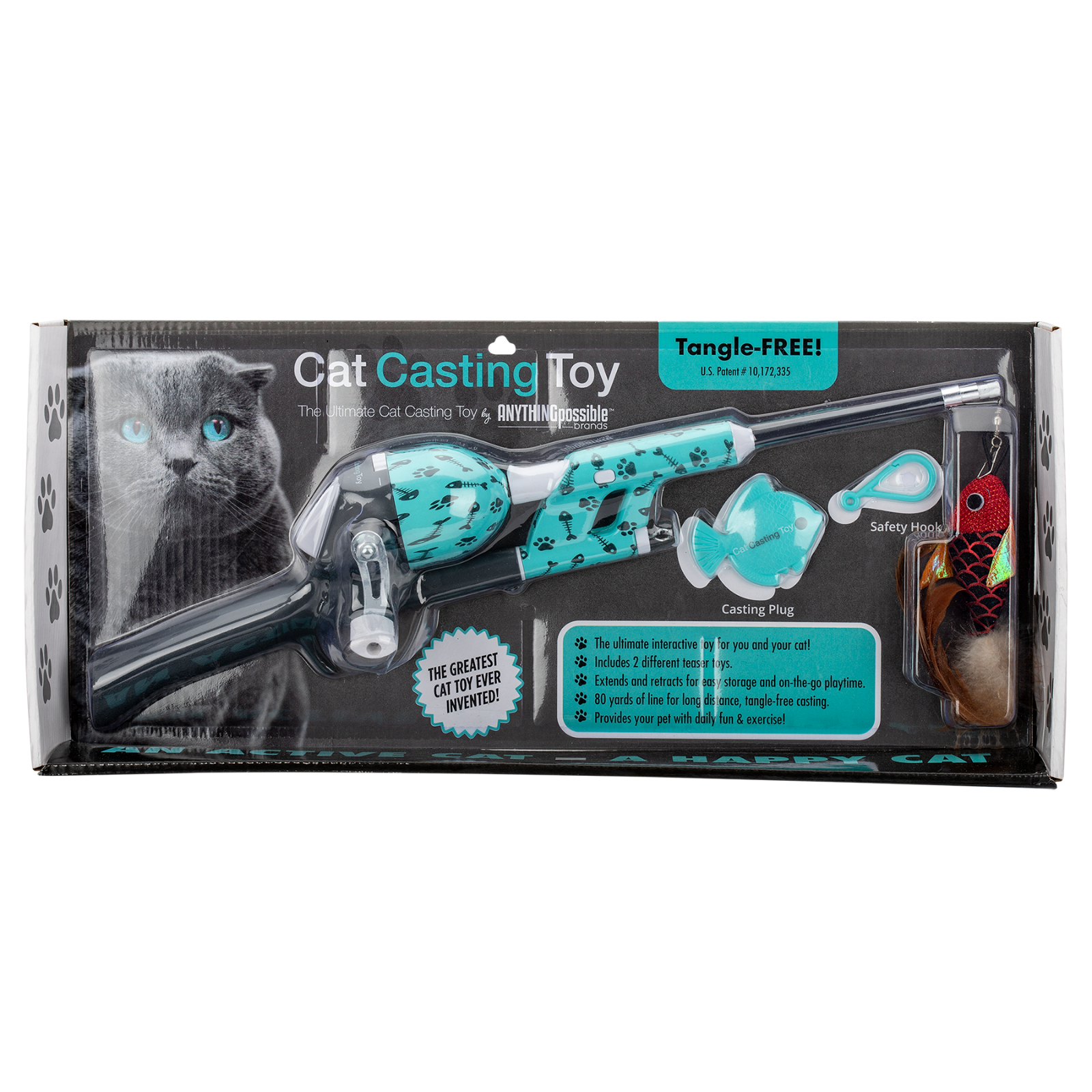Cat Casting Tangle-FREE Fishing Toy with Two Teaser Toys