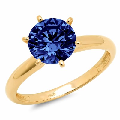 Pre-owned Pucci 1.0ct Round Cut Vvs1 Tanzanite Stone Wedding Bridal Promise Ring 14k Yellow Gold In D
