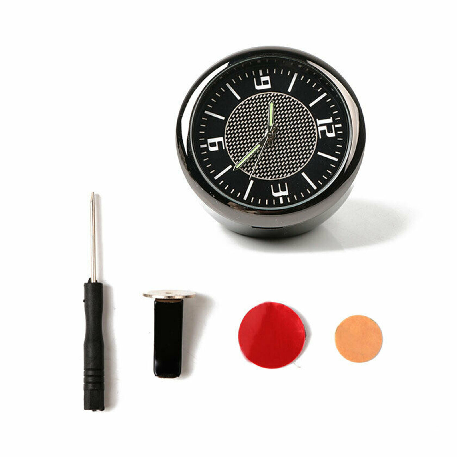 Air Vent Outlet Universal Round Car Clock Quartz Gauge Luminous Needle Auto Mini