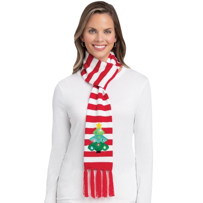 LED Light-Up Cozy Knit Christmas Stripes Scarf