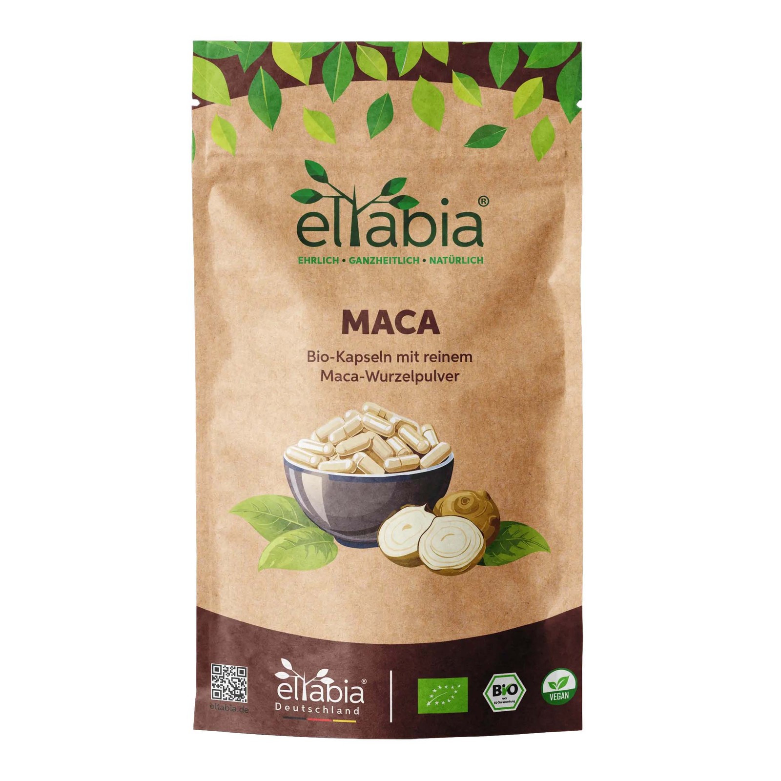 Bio Maca Kapseln | Hochdosiert 3720mg Tagesdosis Vegan Premium Rohkost Qualität