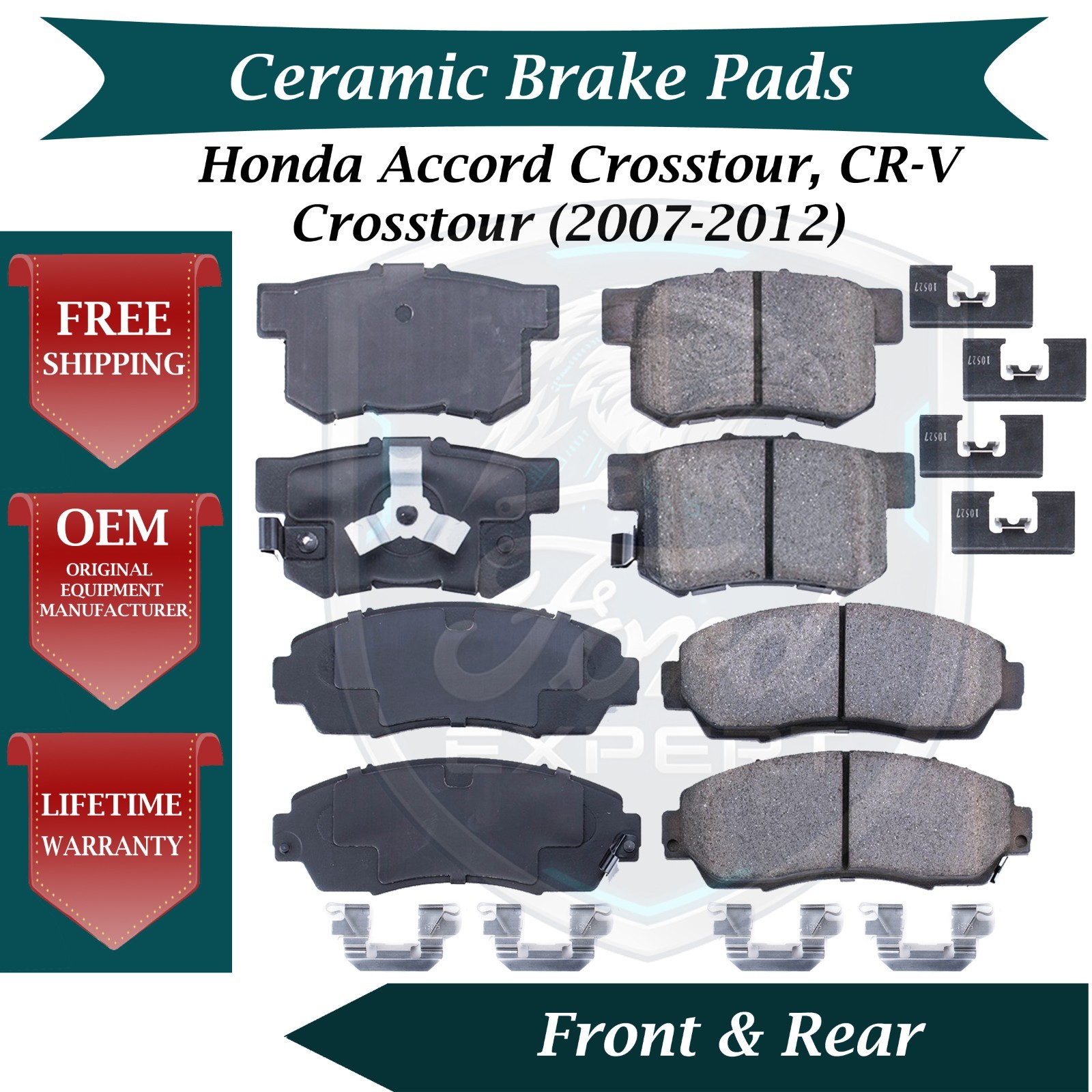 Premium OE Front & Rear Ceramic Brake Pads Kit For 2007-2012 Honda 9 Yr Warranty