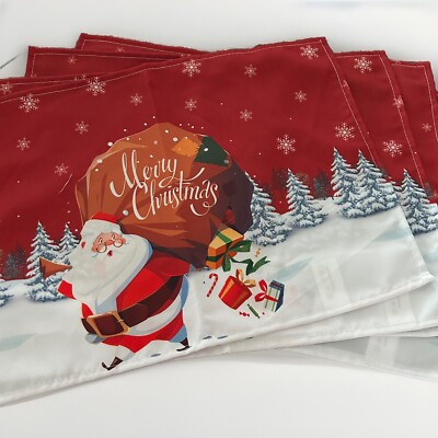 Set Of Four Merry Christmas Santa Placemats 
