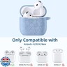 IMIVIO for Airpods 4 Case, Floral Engraved Case for Apple AirPods 4th Generation Cover 2024 Cute for Women Men, Soft Silicone Protective Accessories with Cleaner Kit, Keychain, Sky Blue