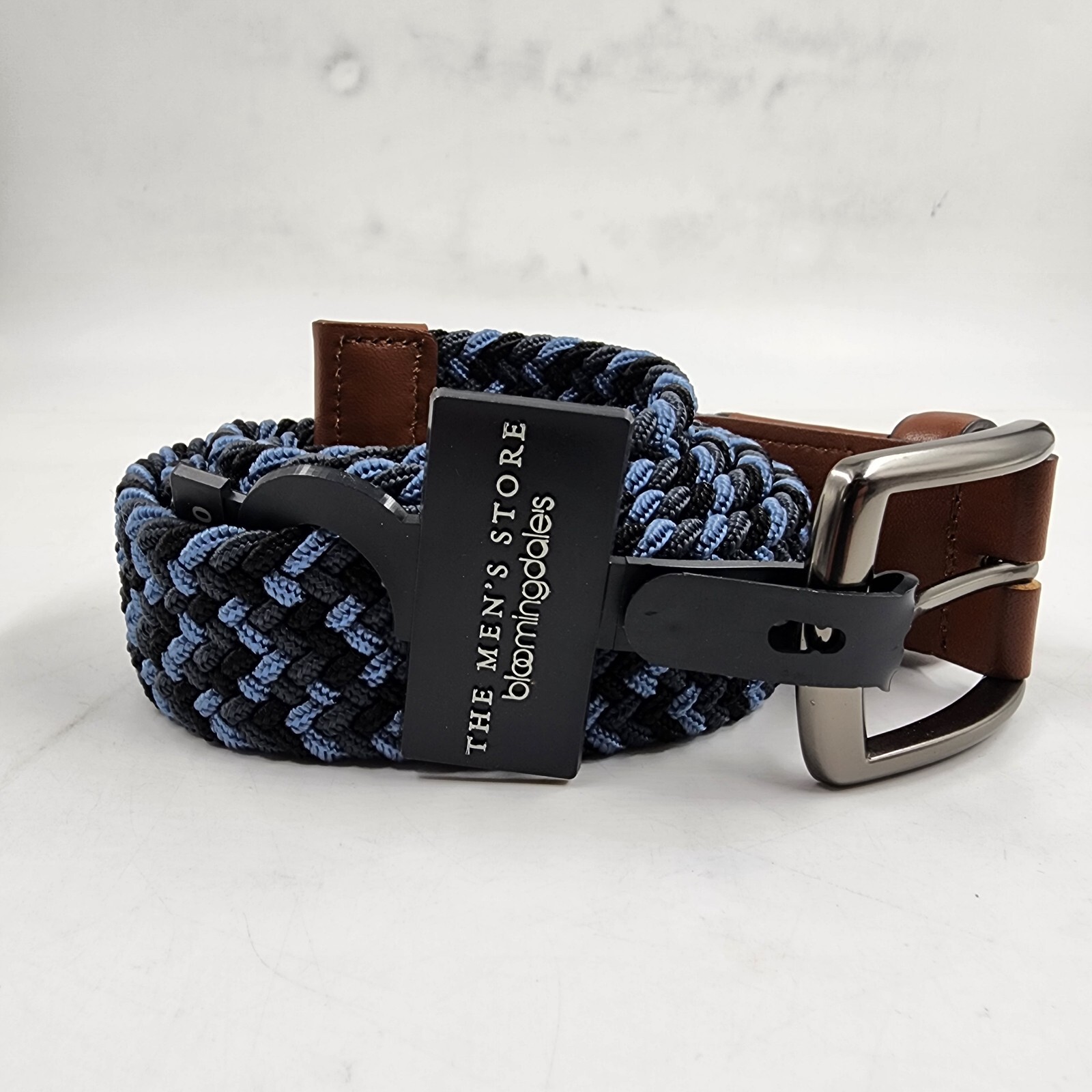 The Men's Store at Bloomingdales Stretch Webbing Belt 40 Blue Multi Single-Prong - Picture 1 of 17
