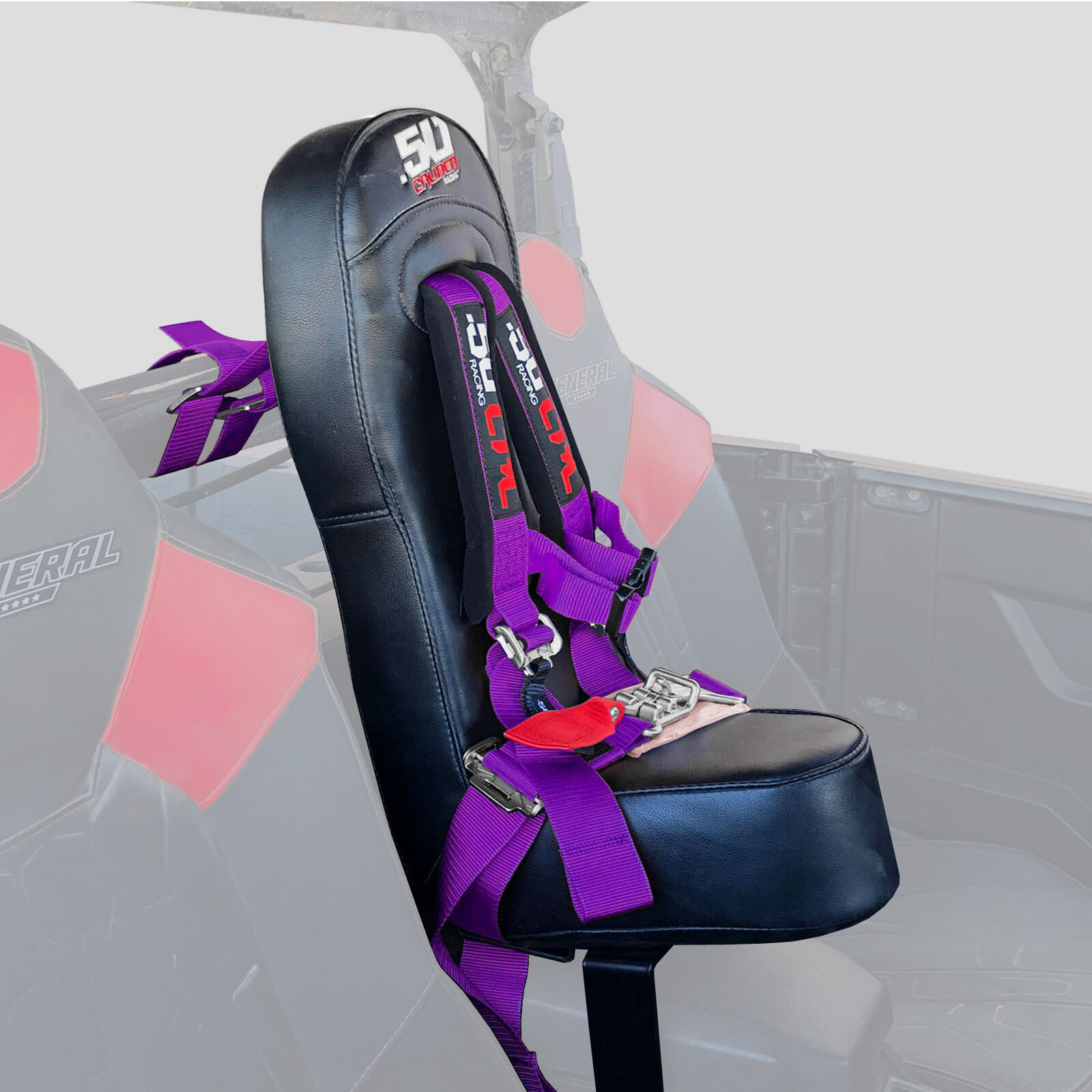 Polaris General Bump Seat & 4-Point Harness Belt Fits Rear of 4 Seater PURPLE