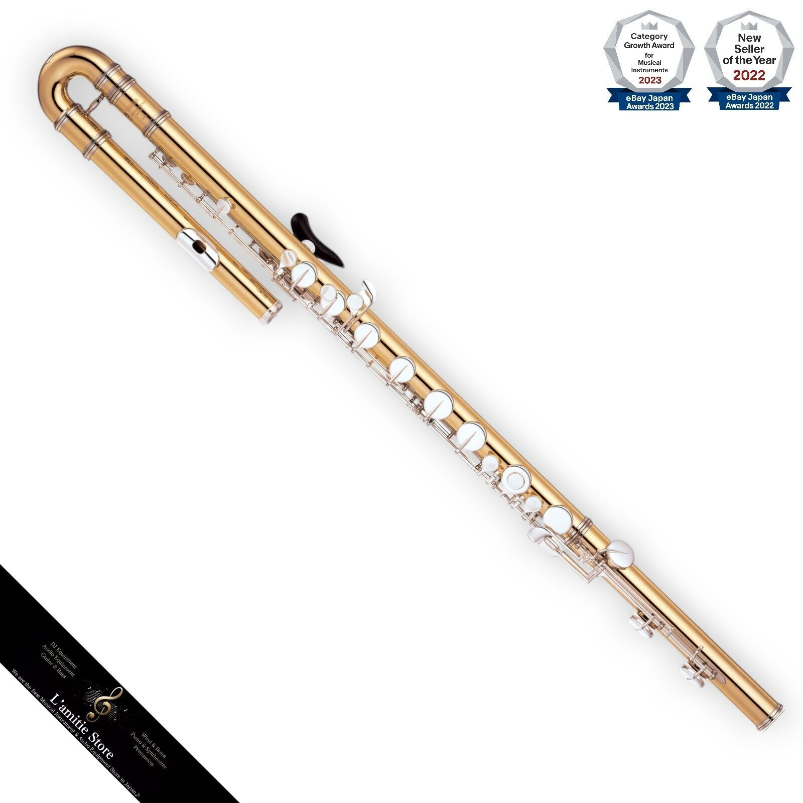 YAMAHA Bass Flute YFL-B441 YFLB441 Gold Brass Clear YAMAHA Bass Flute YFL-B441 YFLB441 Gold Brass Clear
