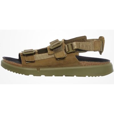 Pre-owned Birkenstock Shinjuku Texile Mens Leather Sandals Slingback Ankle Strap Sport In Pine Green