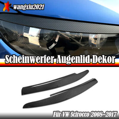 Für VW Scirocco 2008-17 Scheinwerfer Augenlid Abdeckung Kohlefaser-Optik Schwarz